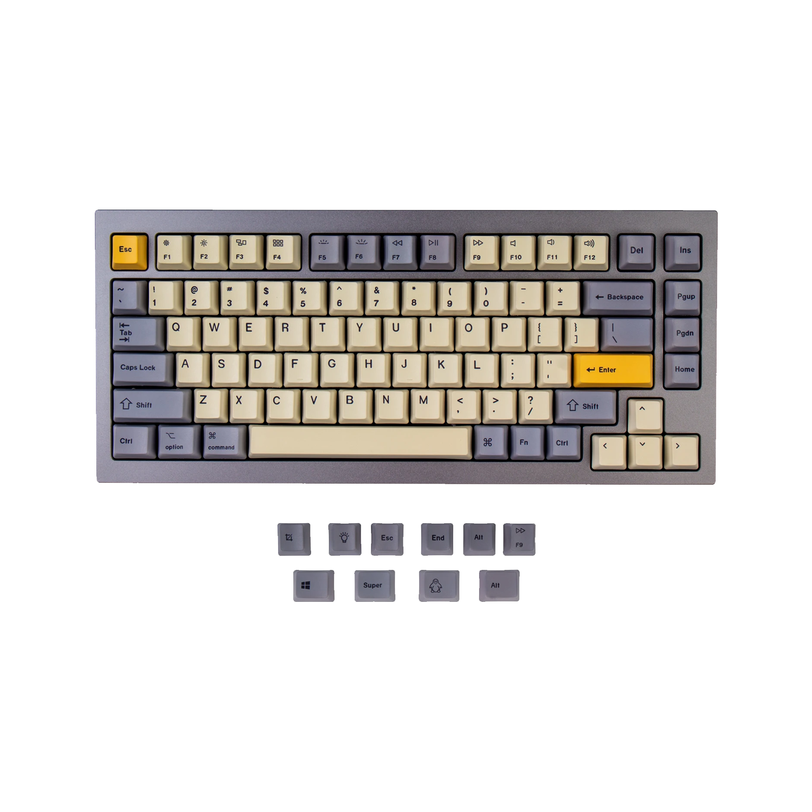 OEM Dye-Sub PBT Keycap Set - Wheat Grey - Version A 75%